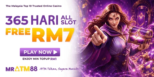 MRATM88 365 Hari All Slot free credit RM7 daily promo banner - mratm88-my.io