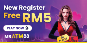 MRATM88 New Register Free RM5 banner, offering a clear free credit no deposit link, which is superior to Maxim88's high-deposit bonuses.