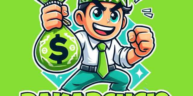 Official Pakarcuci8 logo featuring a cartoon mascot in a green outfit and songkok holding a money bag, representing the Slot Free Kredit platform.