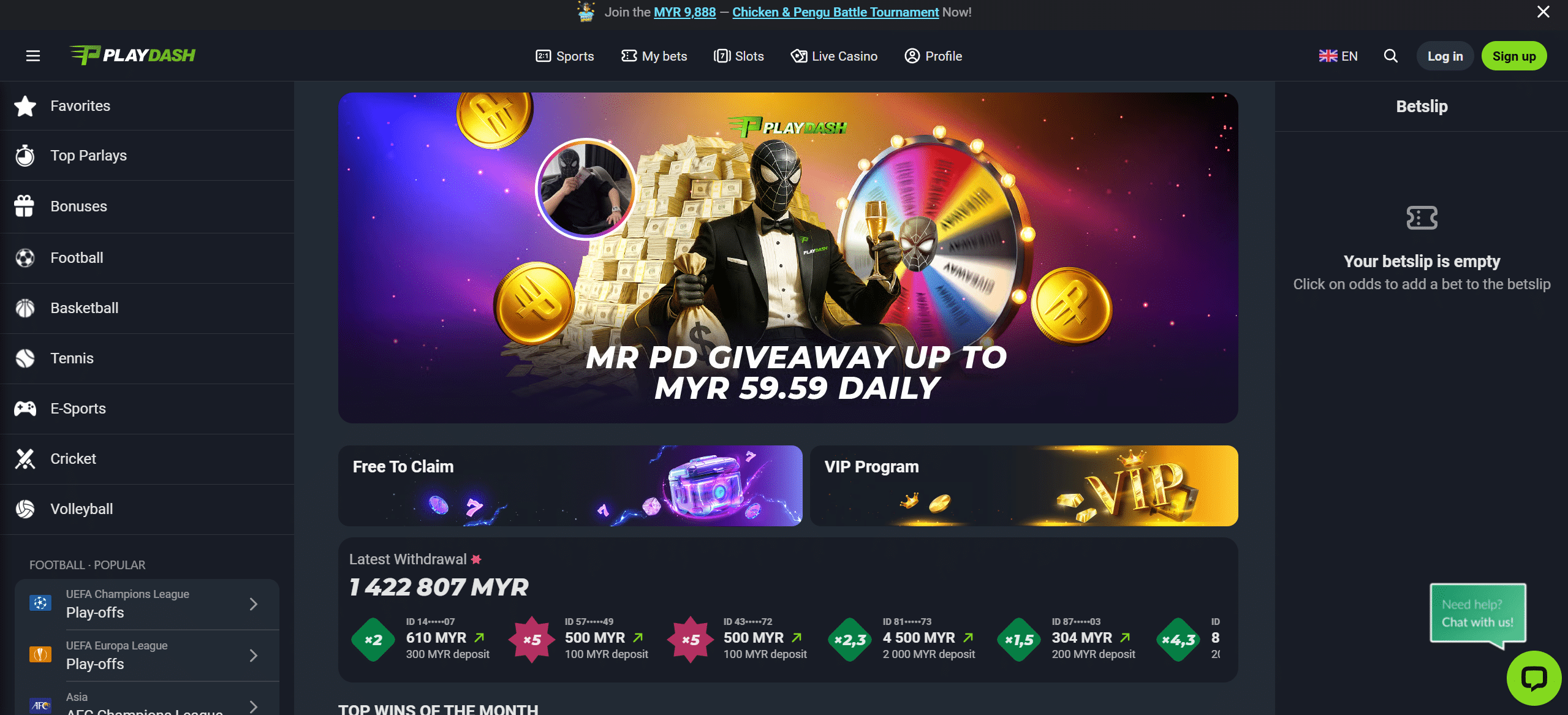 Playdash online casino homepage