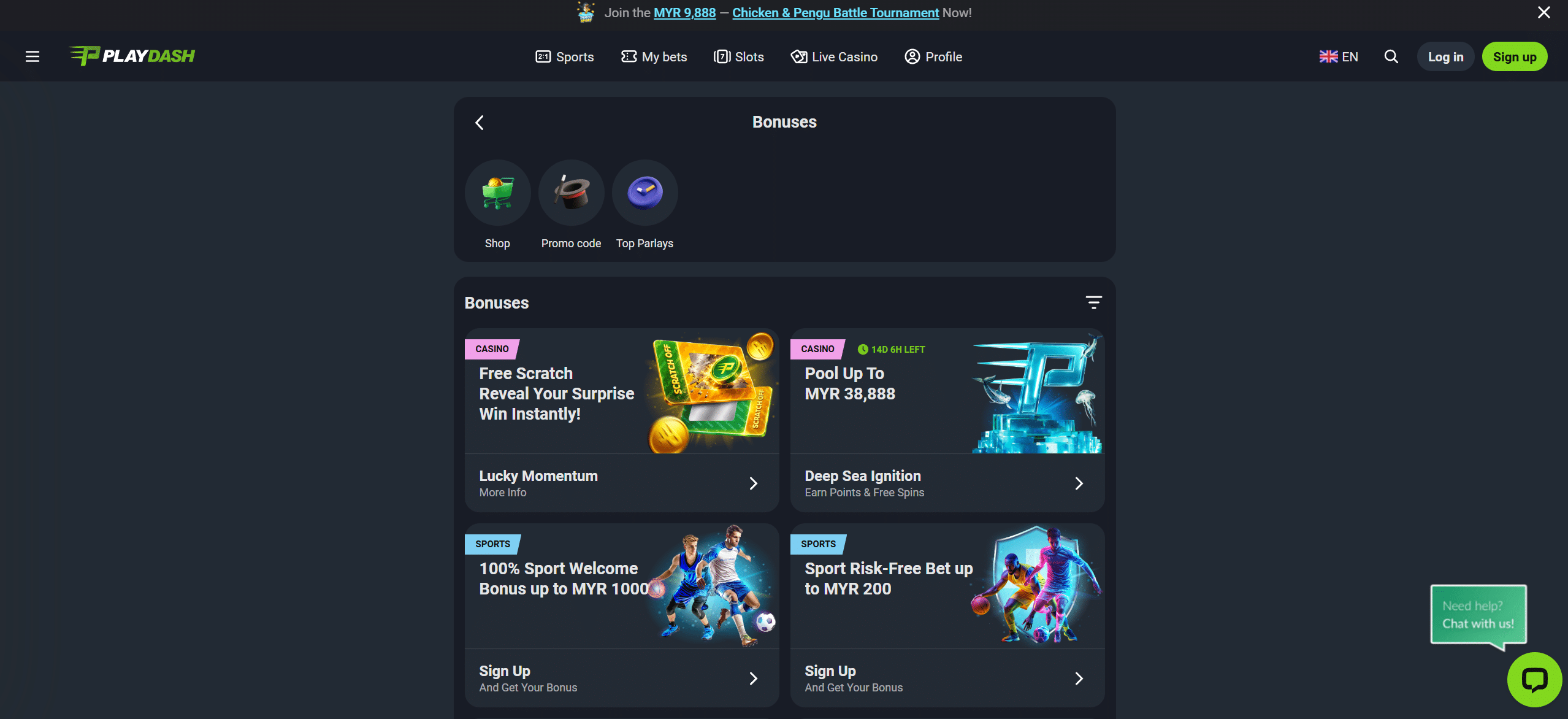 playdash online casino promotion page